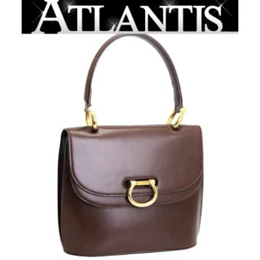 Celine Double Flap Handbag Leather Brown